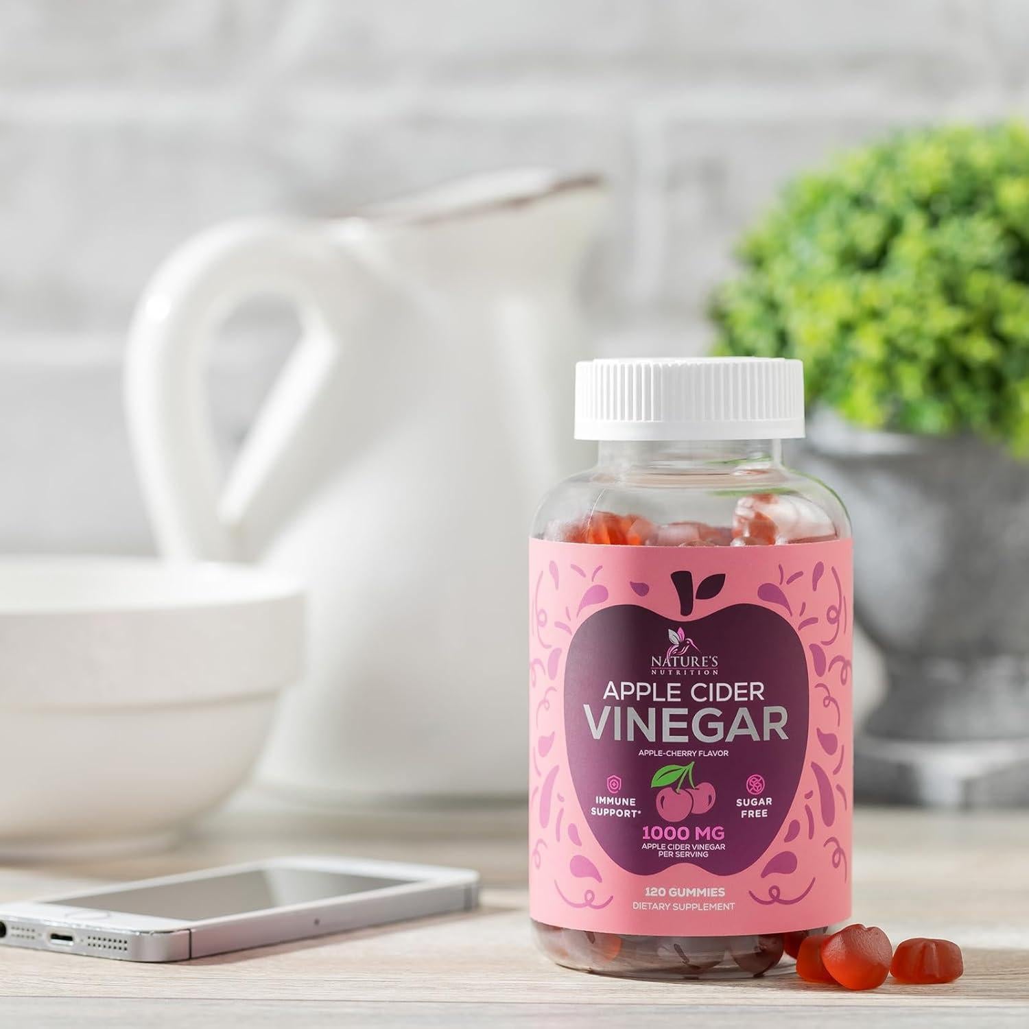 Gomitas de Vinagre de Manzana Veganas 1000mg - 120 Unidades