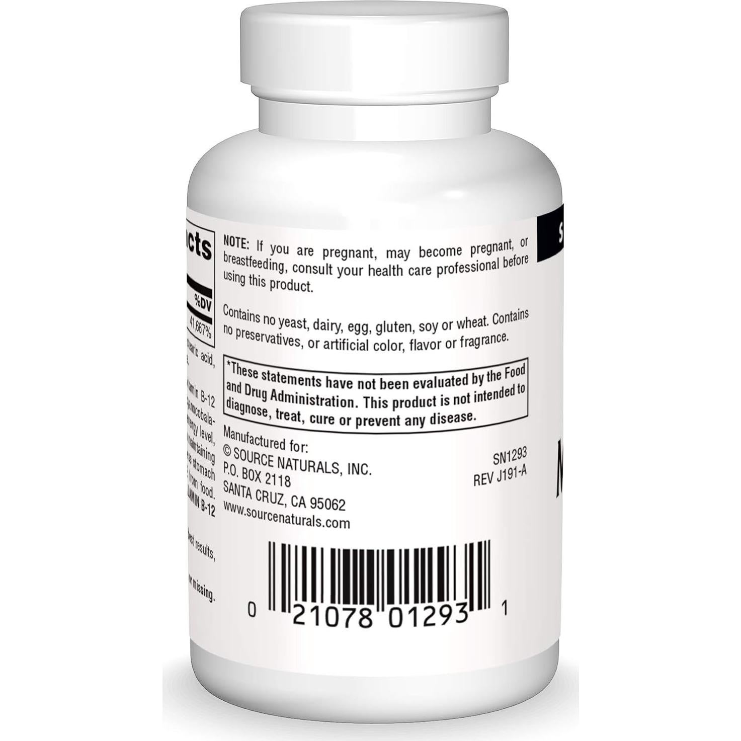 Vitamina B-12 MethylCobalamin Source Naturals 1 mg 120 Pastillas