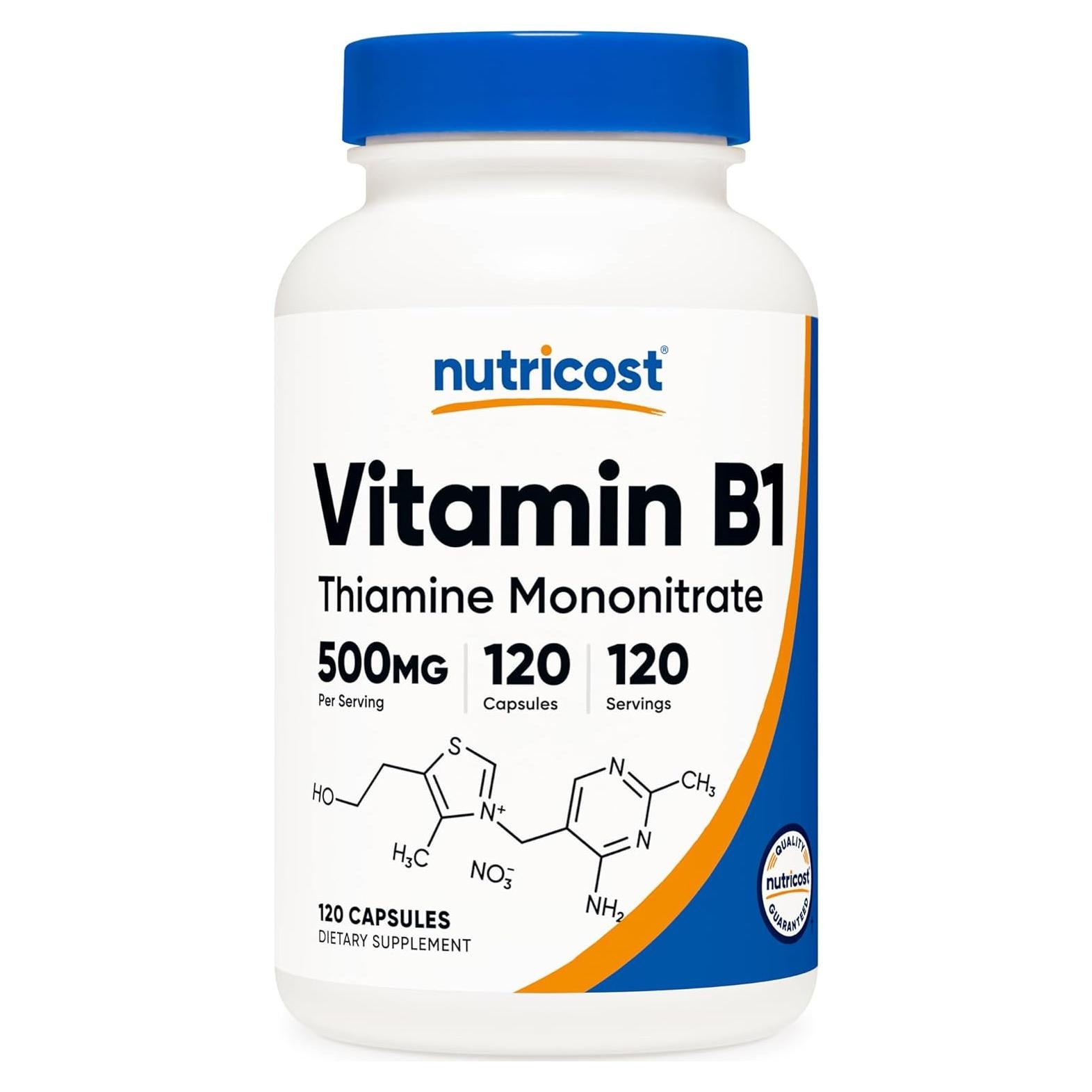 Vitamina B1 (Tiamina) 500mg Nutricost - 120 Cápsulas