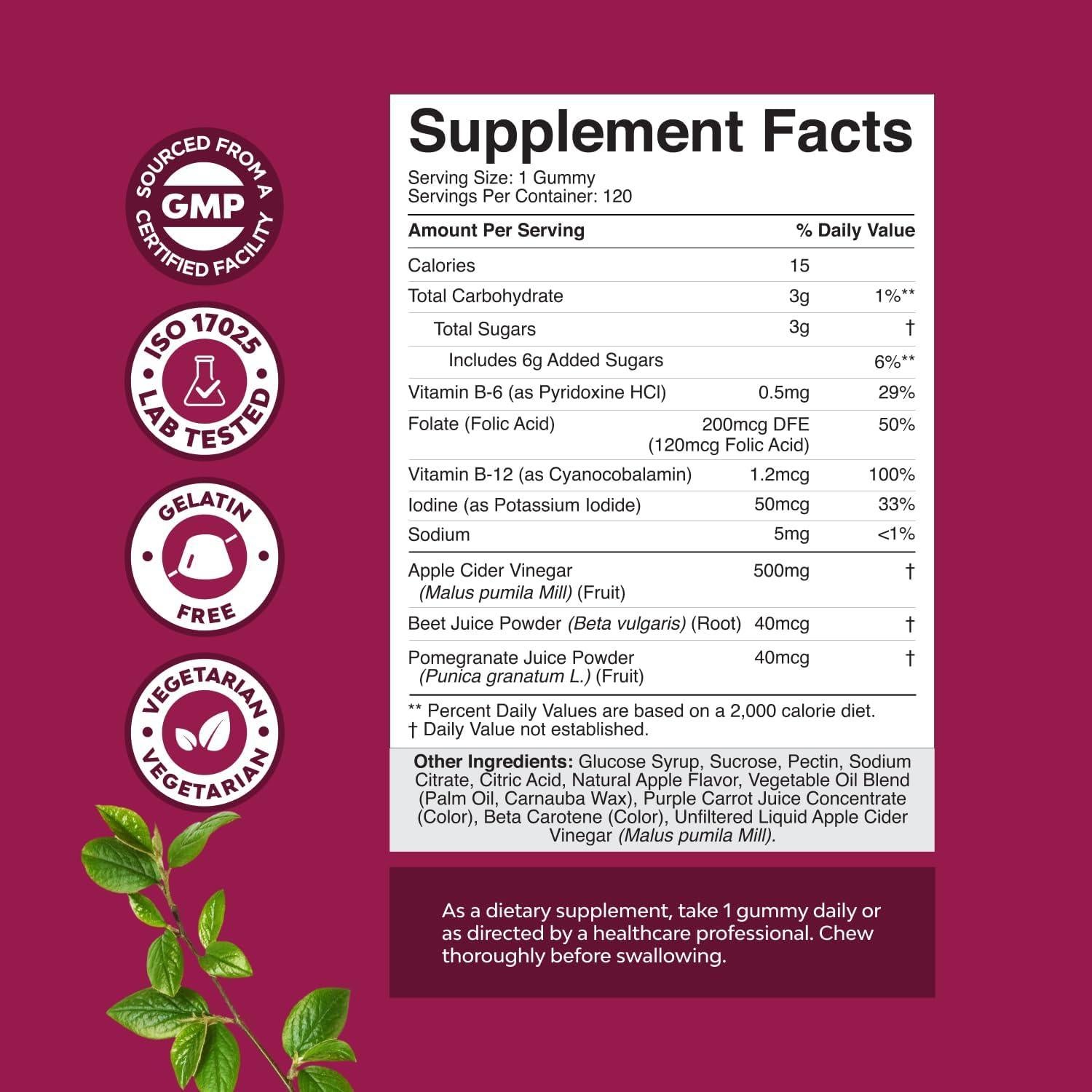 Gomitas de Vinagre de Sidra de Manzana Bio Sense - 120 Unidades