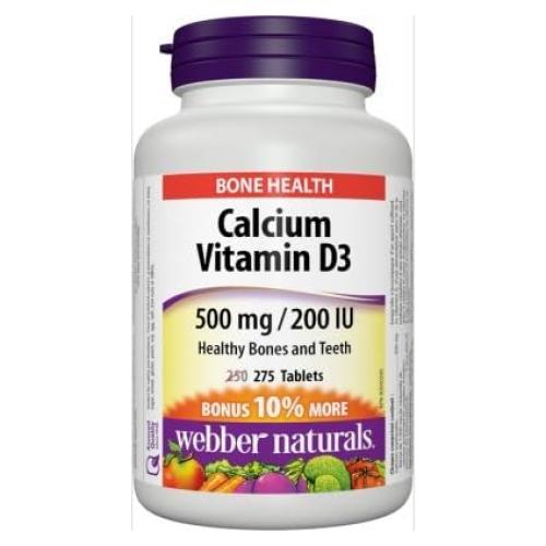 Suplemento de Calcio Webber Naturals 500mg + Vitamina D3 200IU