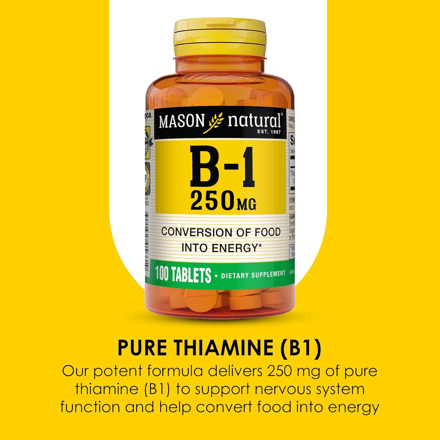 Vitamina B1 Tiamina 250 mg Mason Natural 100 Tabletas