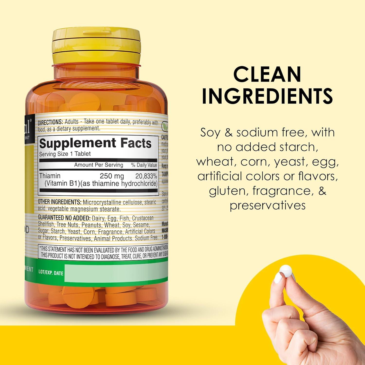 Vitamina B1 Tiamina 250 mg Mason Natural 100 Tabletas