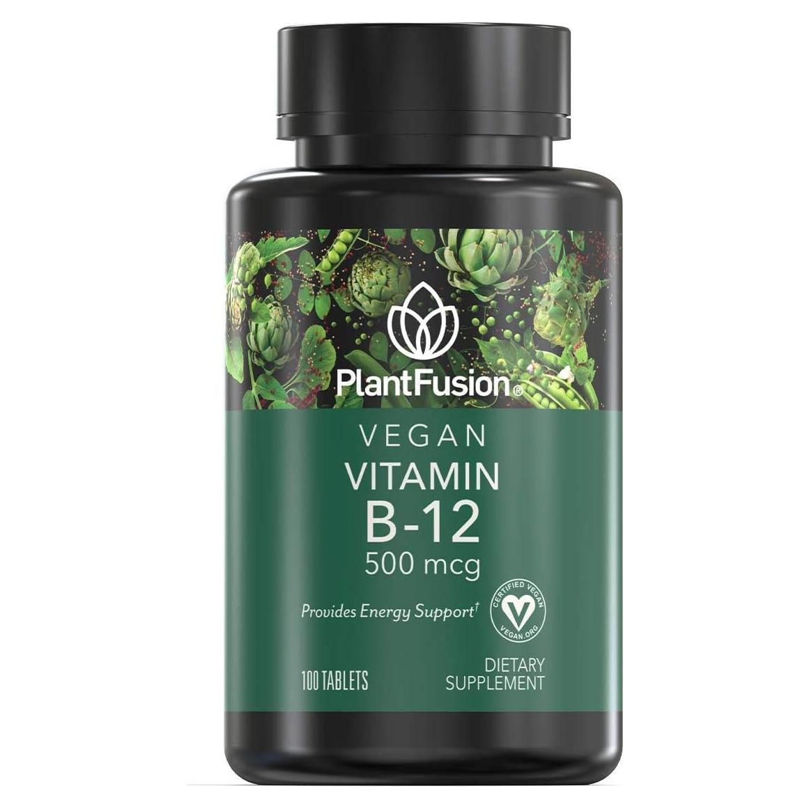 Suplemento Vegano de Vitamina B12 PlantFusion 500mcg 100 Tabletas