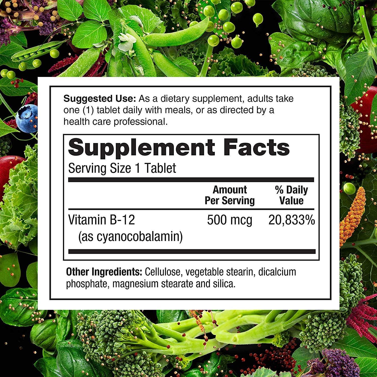 Suplemento Vegano de Vitamina B12 PlantFusion 500mcg 100 Tabletas