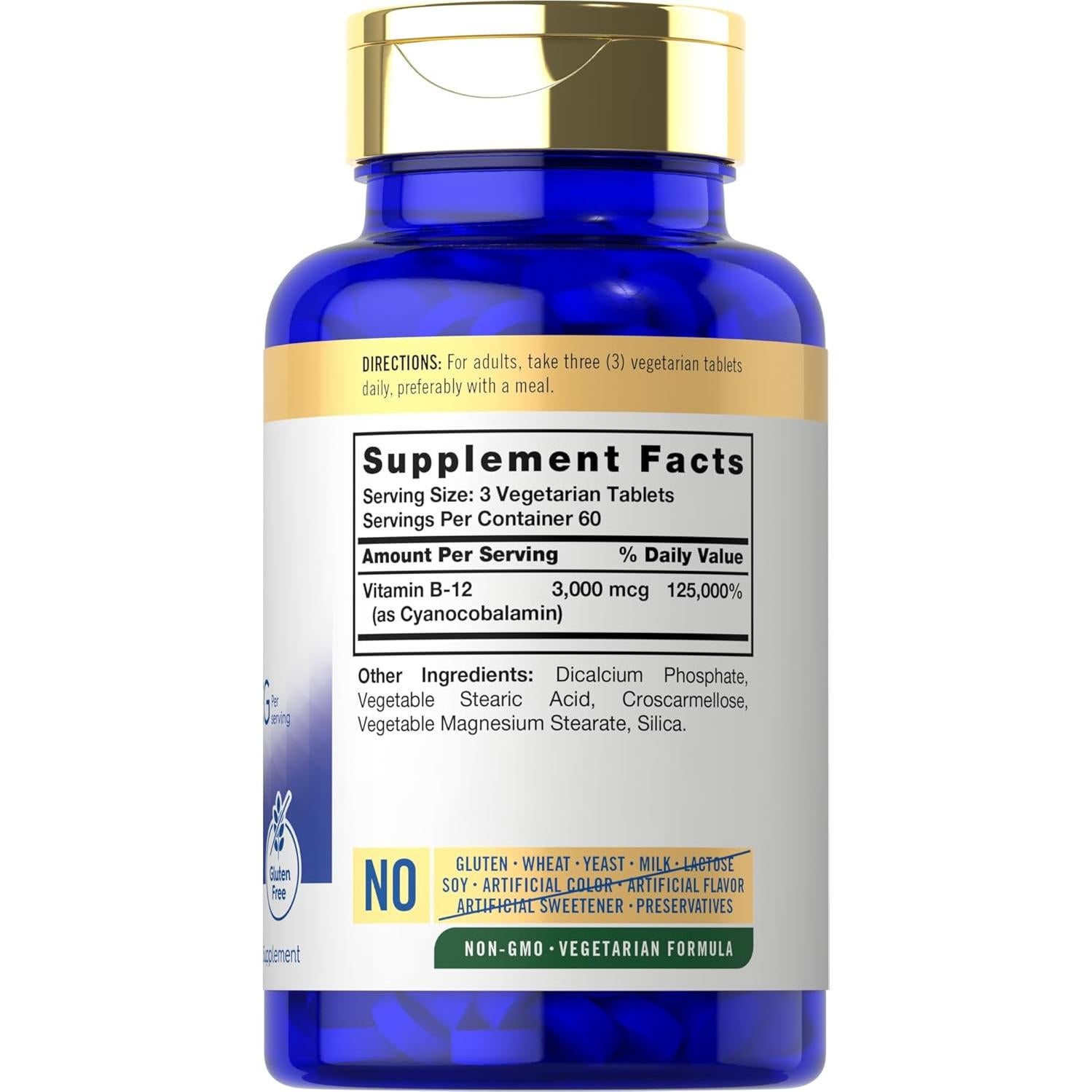 Carlyle Vitamina B12 3000 mcg | 180 Tabletas Vegetarianas