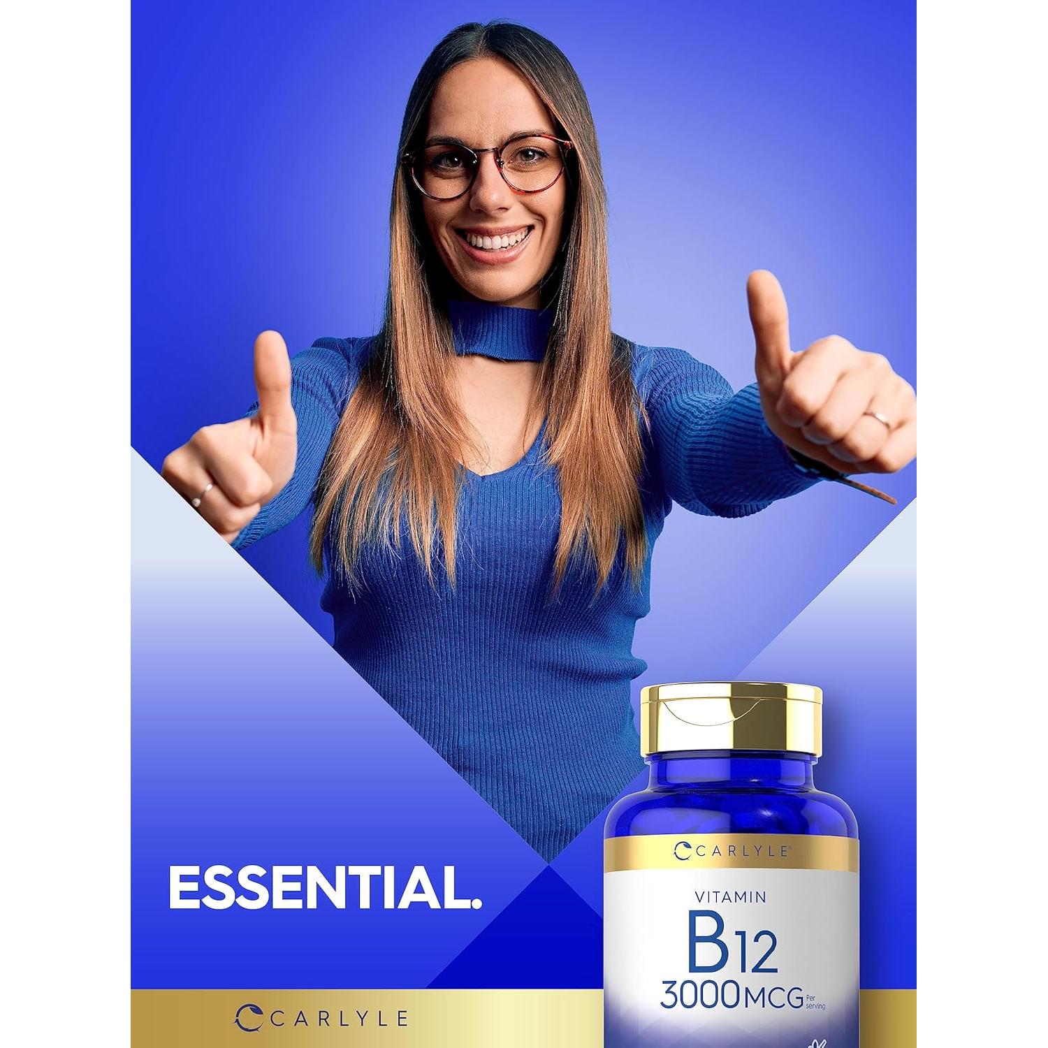 Carlyle Vitamina B12 3000 mcg | 180 Tabletas Vegetarianas