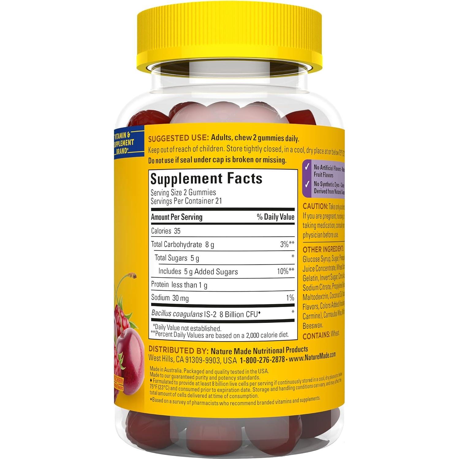 Gominolas Probióticas Nature Made 42 Unidades 8 Mil Millones CFU