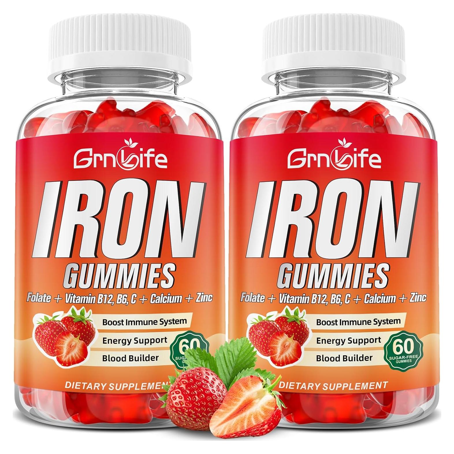 Gomitas de Hierro GrnLife 120 Unidades Sin Azúcar Fresa