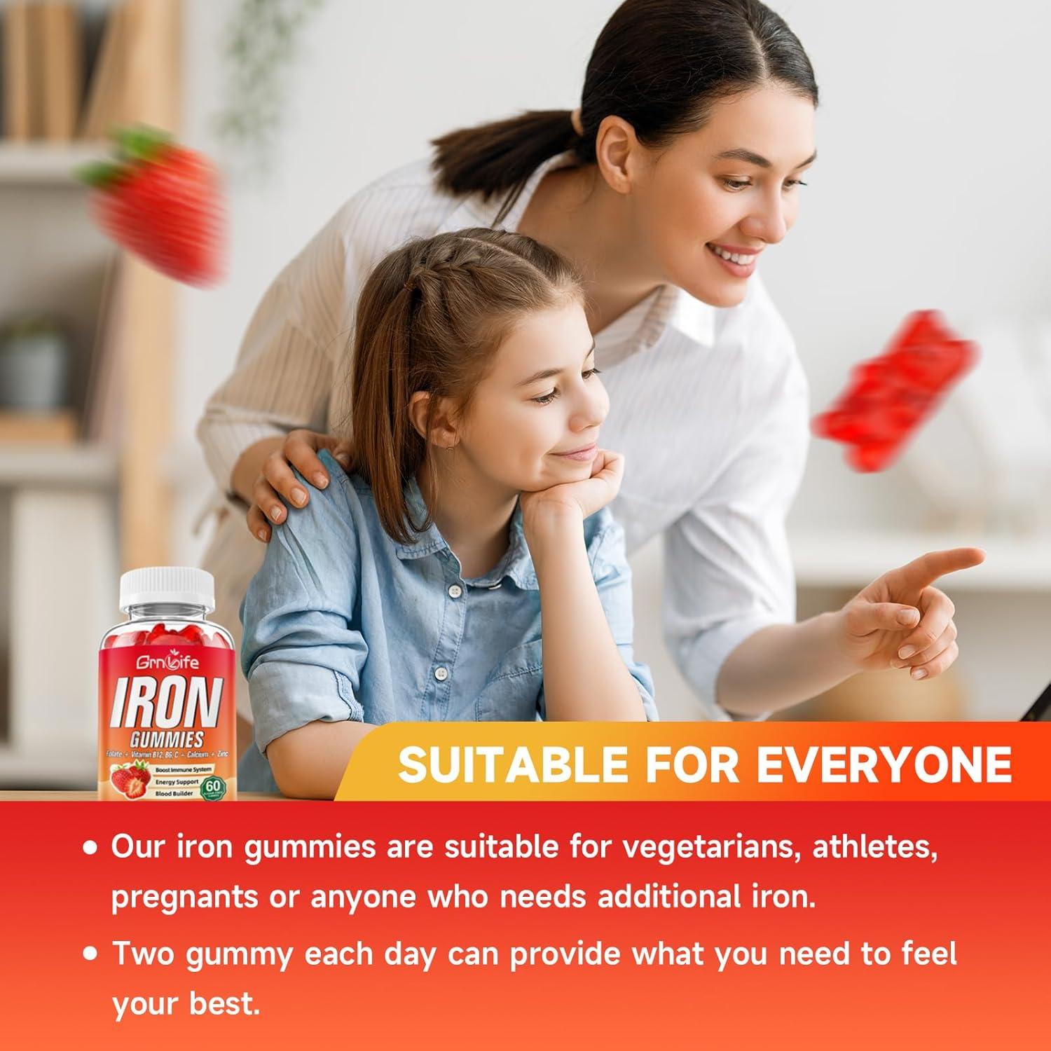 Gomitas de Hierro GrnLife 120 Unidades Sin Azúcar Fresa