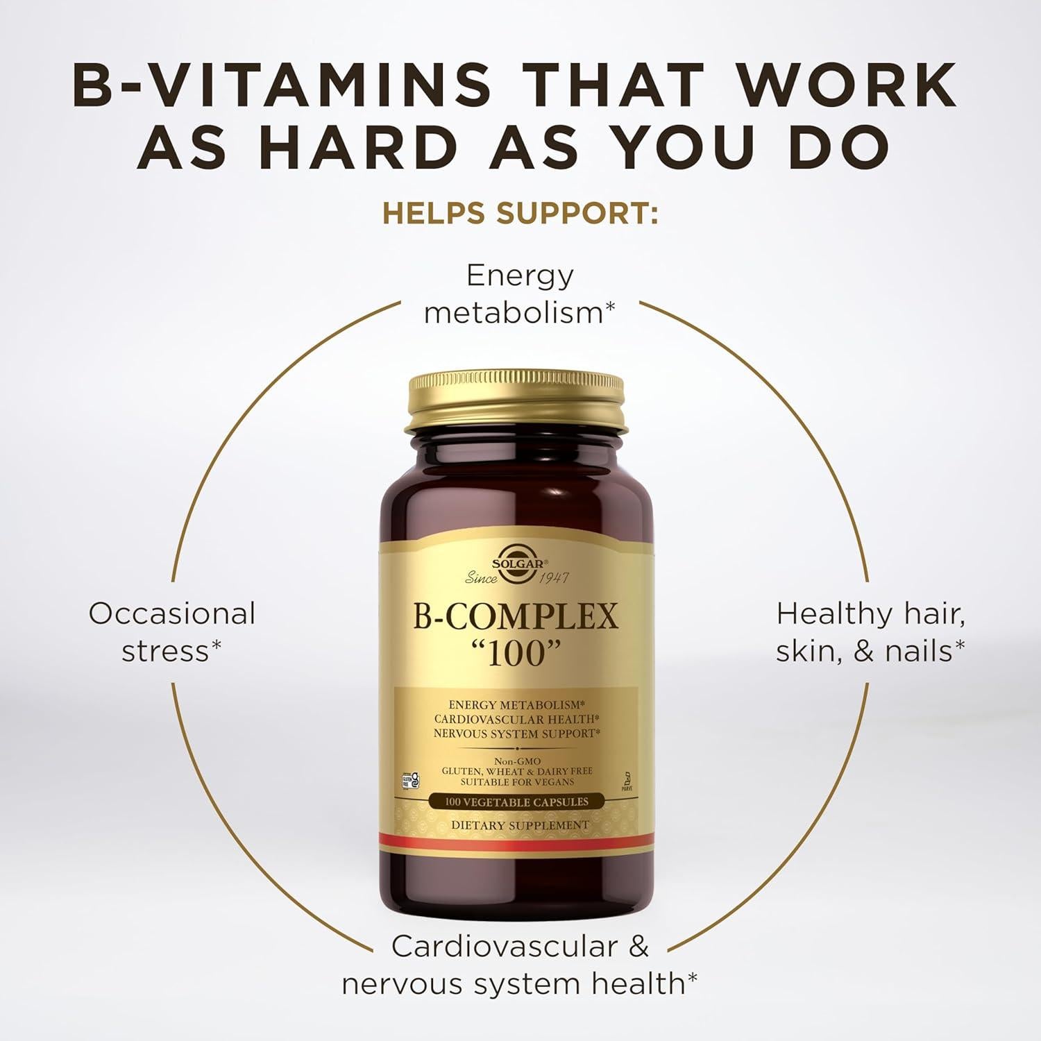 Cápsulas Vegetales B-Complejo 100 Solgar - Salud del Corazón