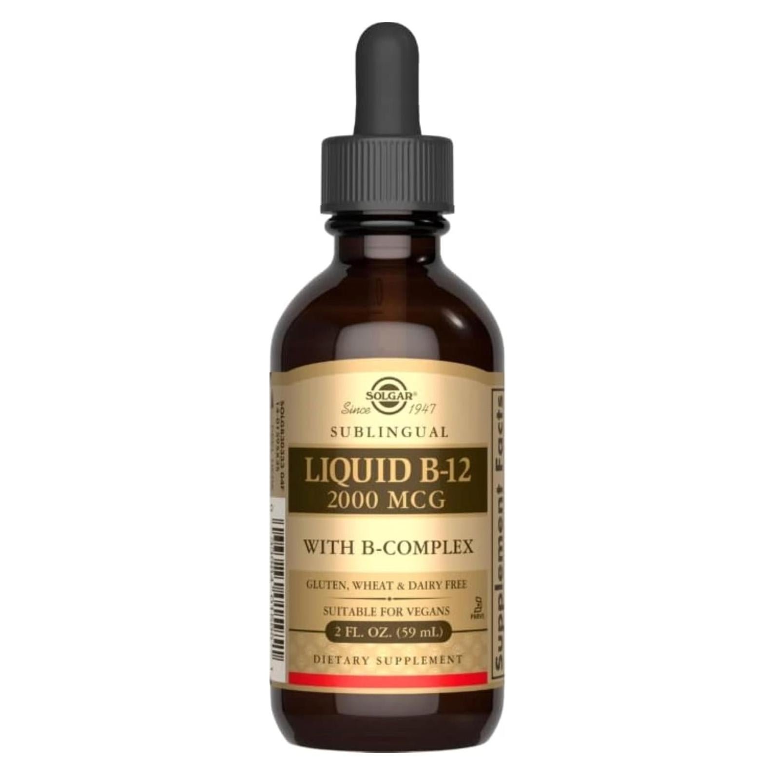 Suplemento Líquido B-12 Solgar con B-Complejo 59 ml Vegano