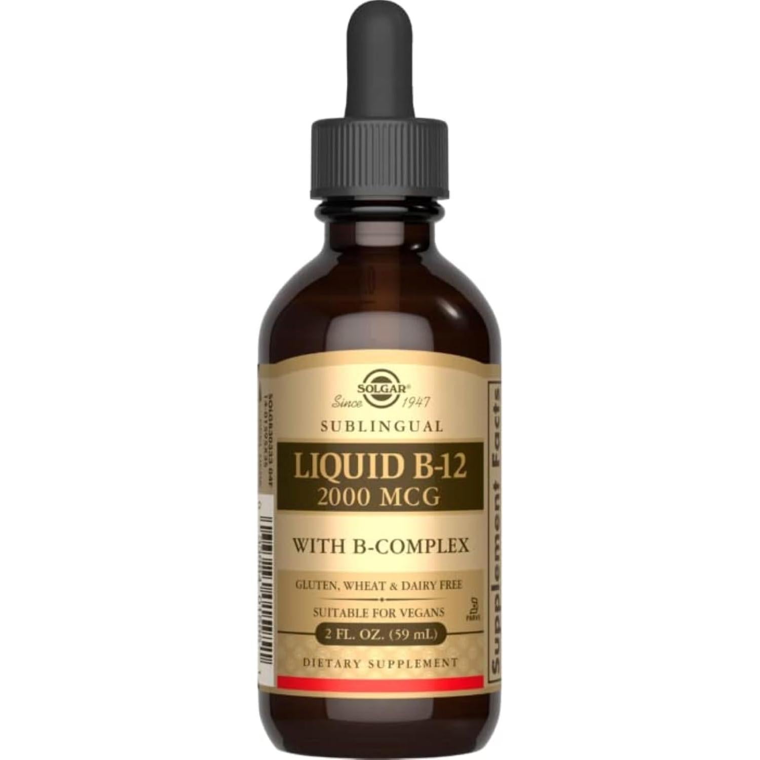 Suplemento Líquido B-12 Solgar con B-Complejo 59 ml Vegano