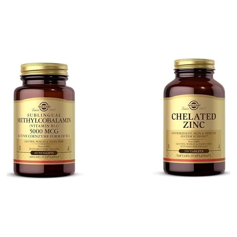 Solgar Metilcobalamina Vitamina B12 5000 mcg y Zinc Quelado 250 Tabletas