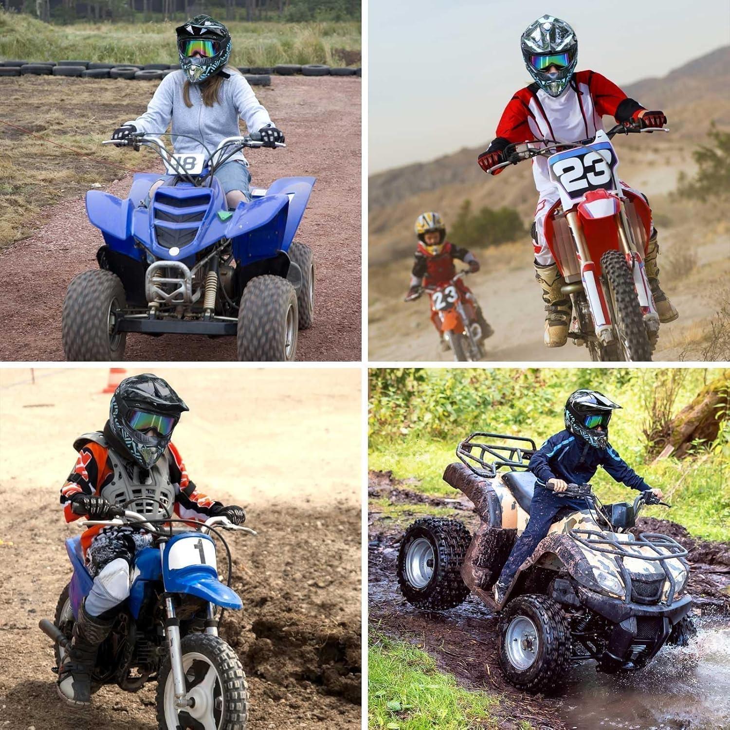 SPARK DOT Motocross Dirt Bike Helmets Full Face Motorcycle Off-Road Mountain E-Bike BMX MX ATV Helmet (with Gloves Goggles Mask) 4Pcs Set