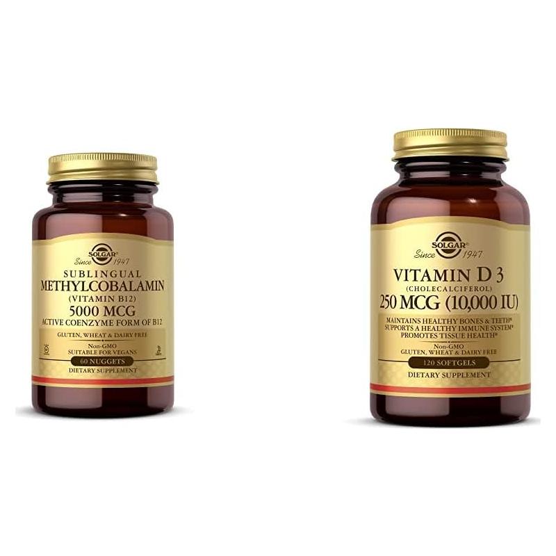 Solgar Metilcobalamina B12 5000 mcg y Vitamina D3 250 mcg 180 Softgels