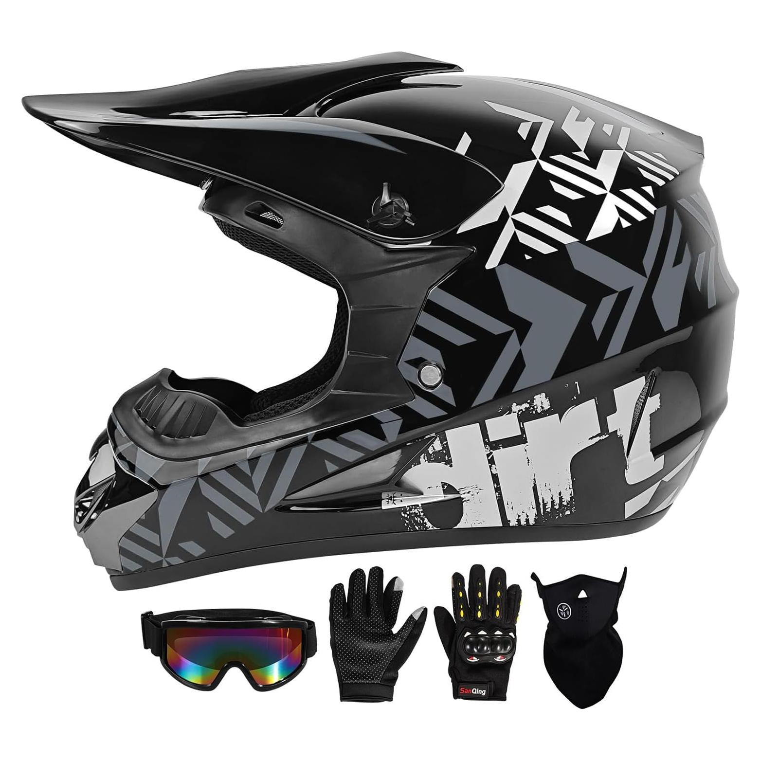 Casco Motocross SPARK para Niños Azul con Guantes y Gafas