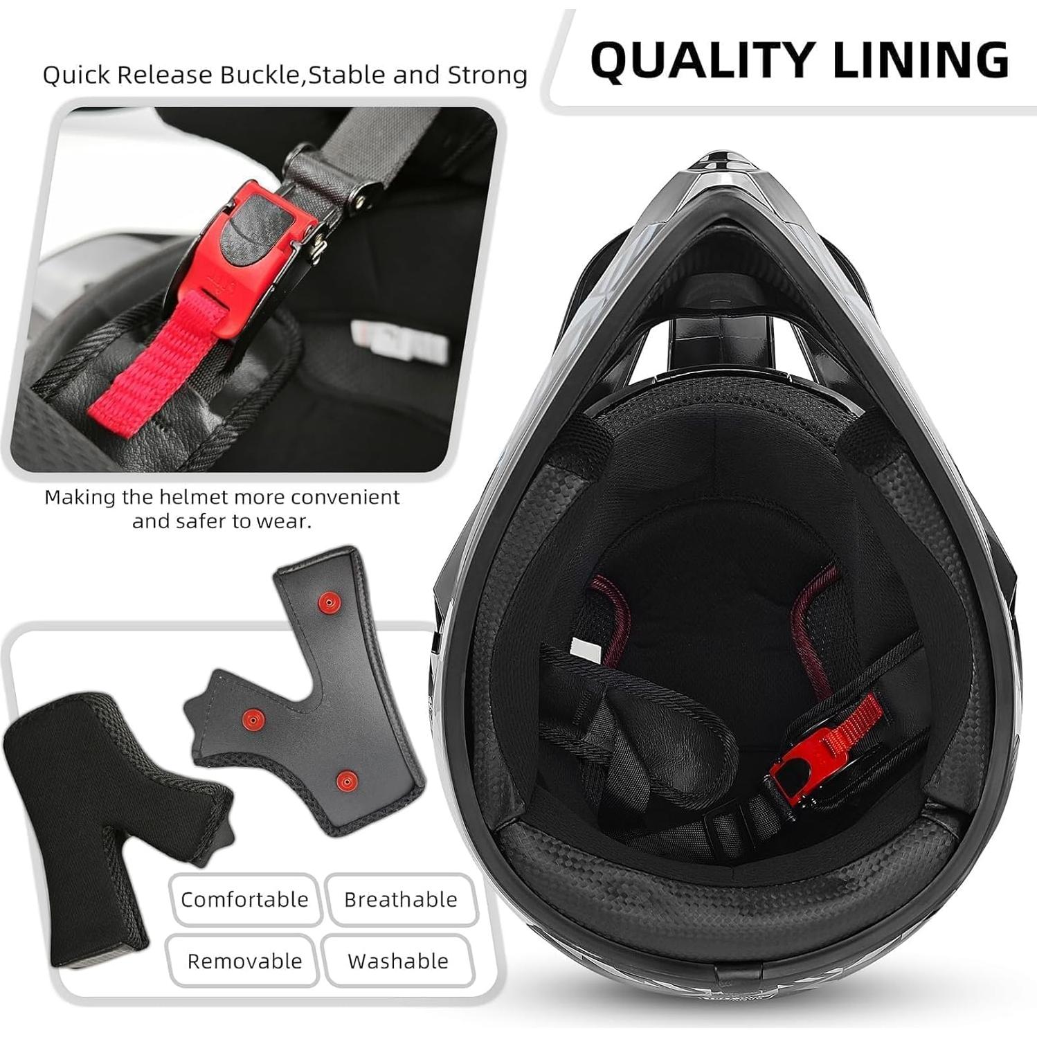 Casco Motocross SPARK para Niños Azul con Guantes y Gafas