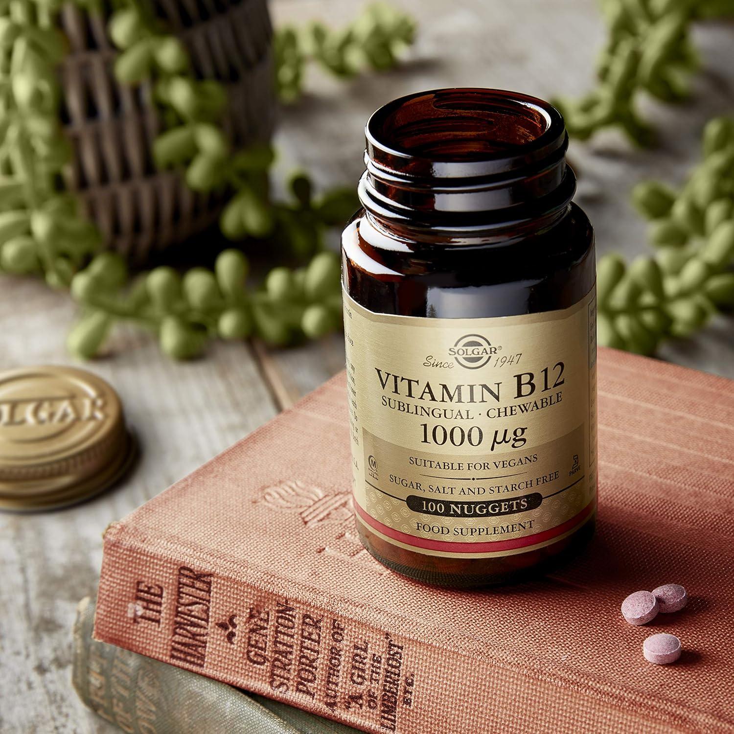 Vitamina B12 1000 mcg Solgar 250 Nuggets + Zinc Quelado 250 Tabletas