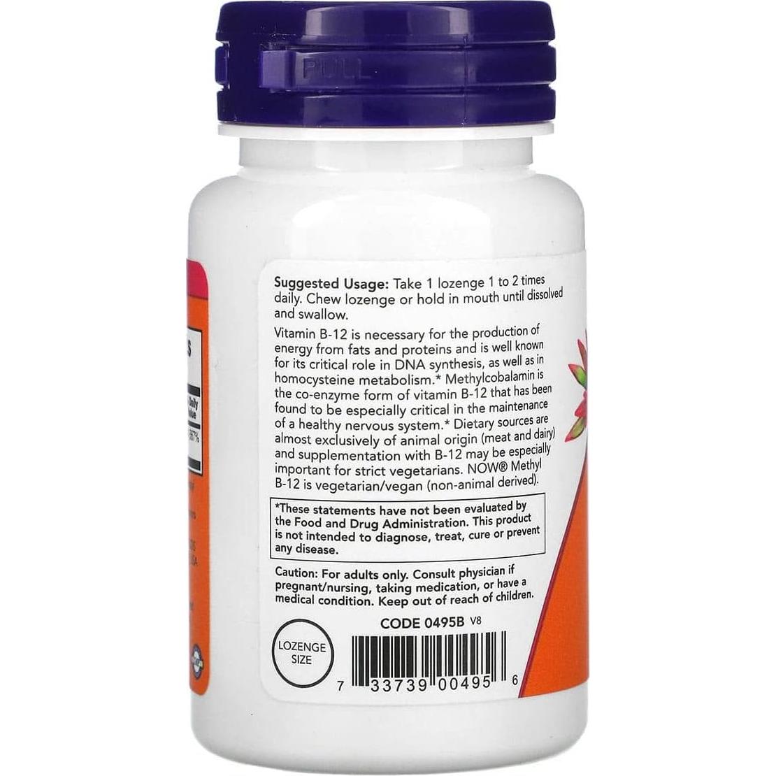 Suplemento Metil B-12 1000mcg NOW Foods 200 Pastillas