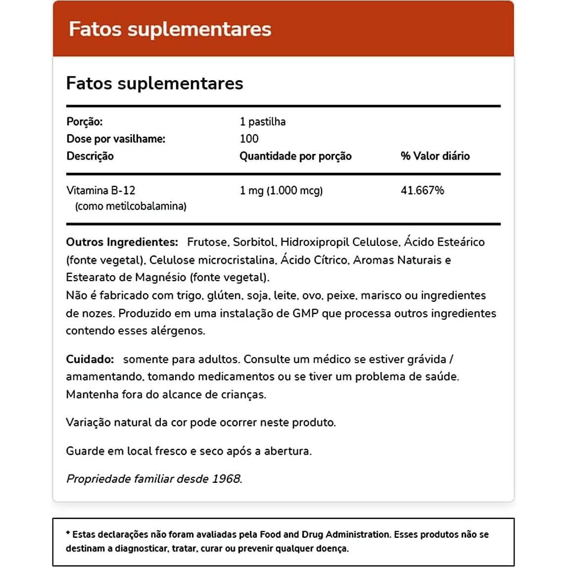 Suplemento Metil B-12 1000mcg NOW Foods 200 Pastillas