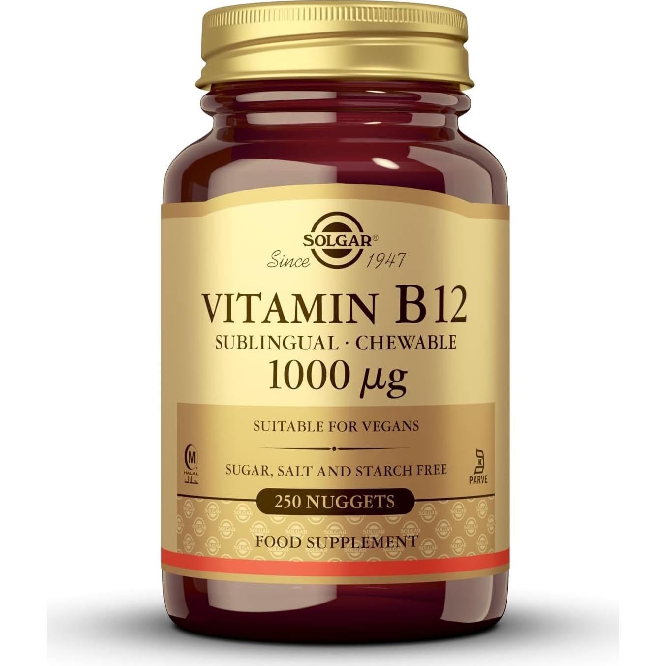 Solgar Vitamina B12 1000 mcg y C 1000 mg - 250 Nuggets y Cápsulas