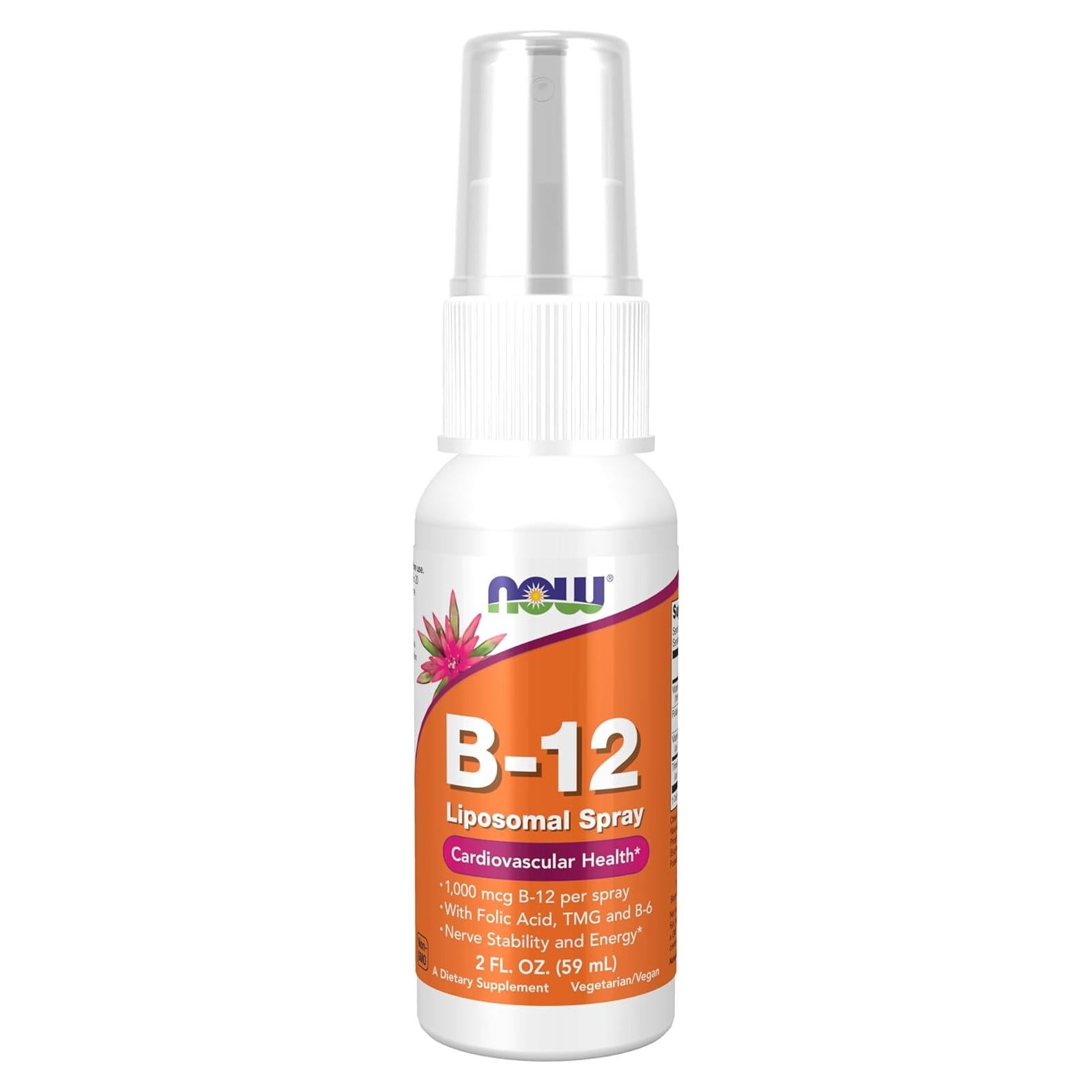 Spray Liposomal Vitamina B-12 NOW 60 ml con Ácido Fólico y B-6