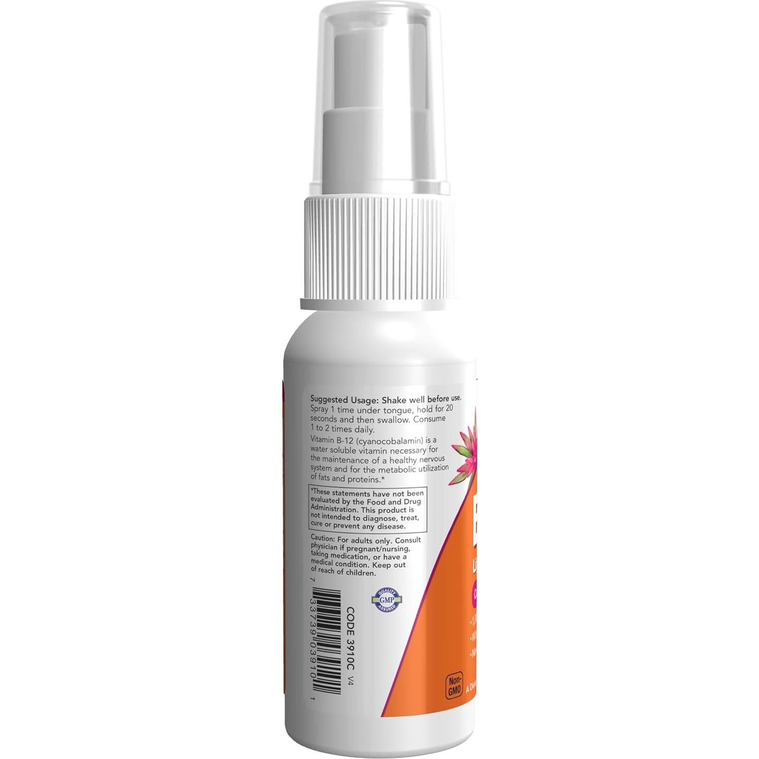 Spray Liposomal Vitamina B-12 NOW 60 ml con Ácido Fólico y B-6