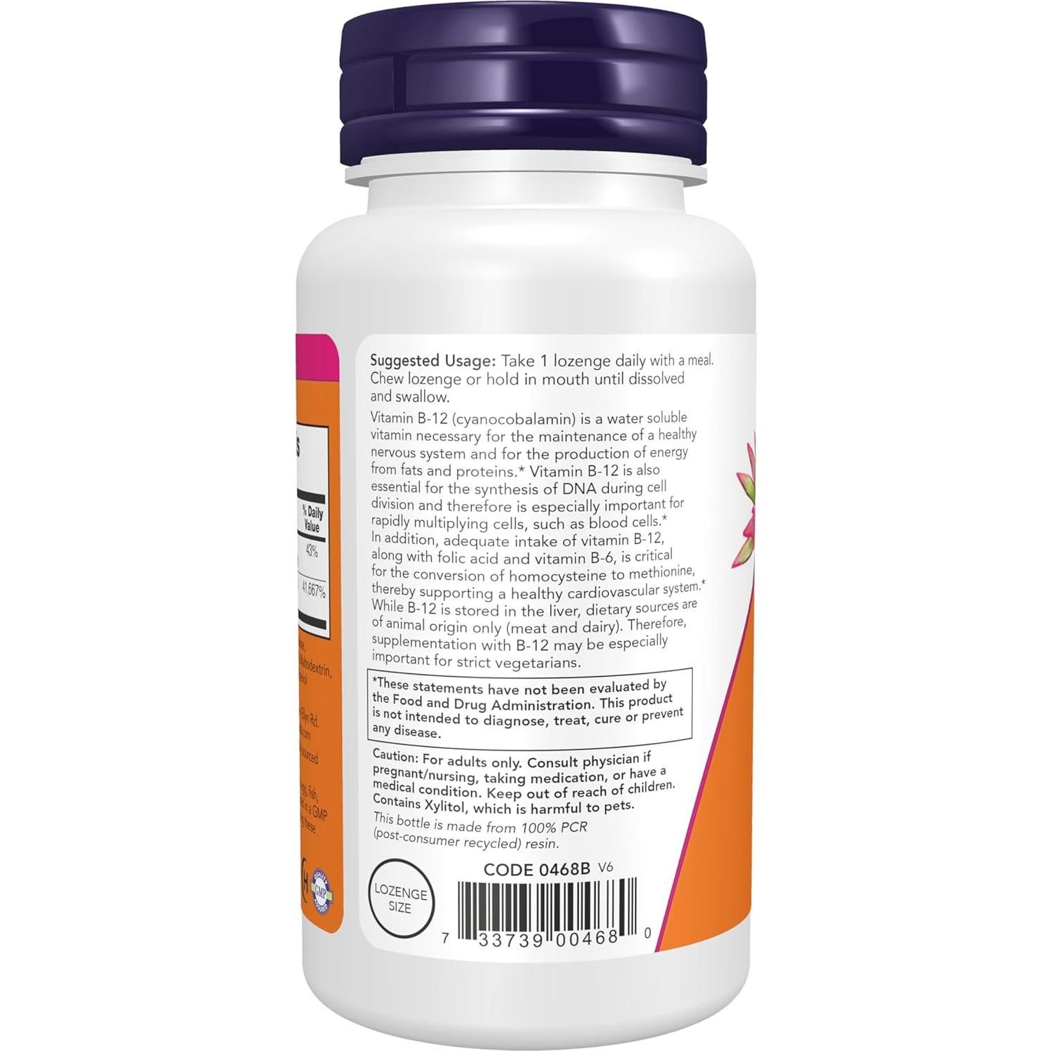 Vitamina B-12 1000 mcg NOW Foods 250 Pastillas