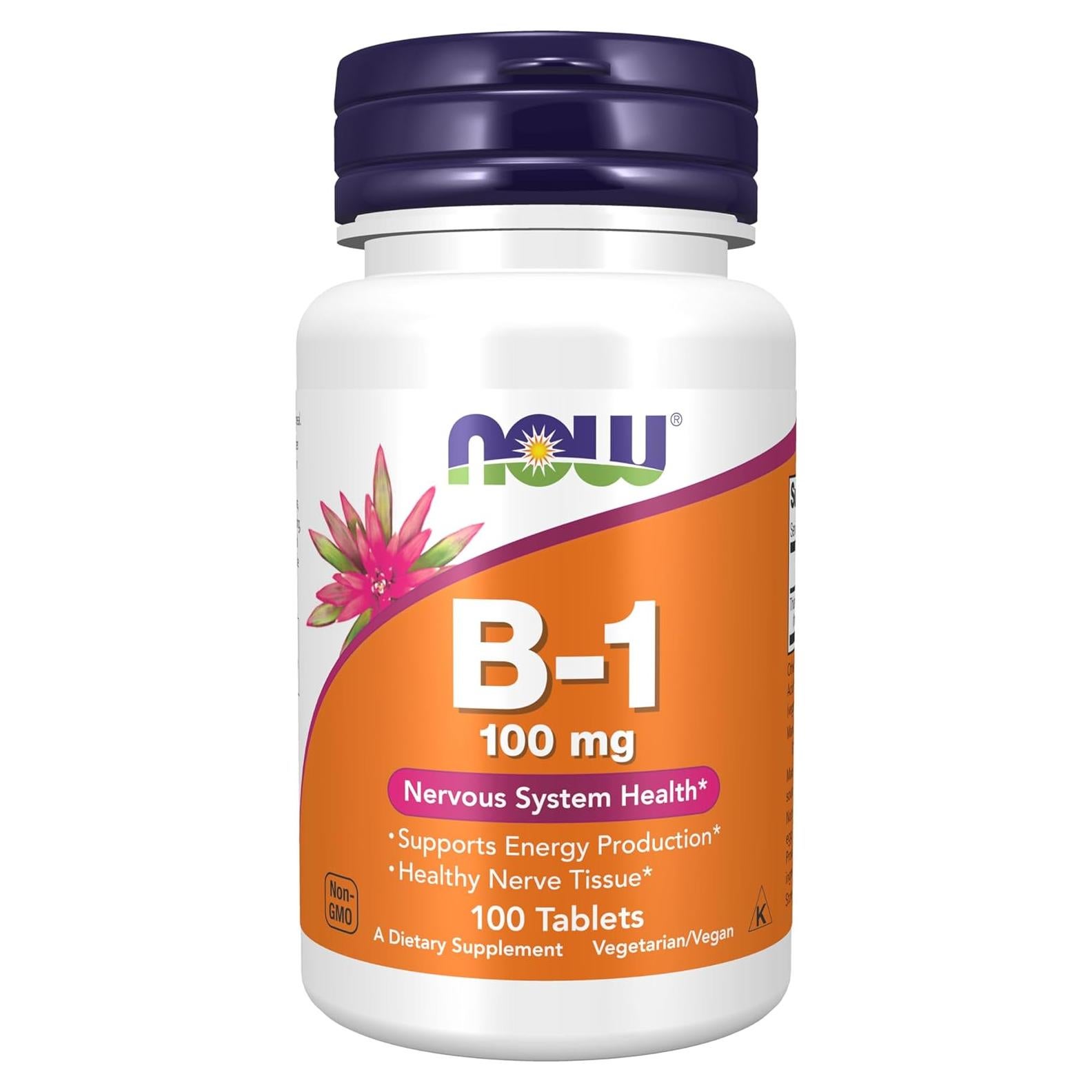 Vitamina B-1 100 mg NOW Foods - 100 Tabletas para Energía
