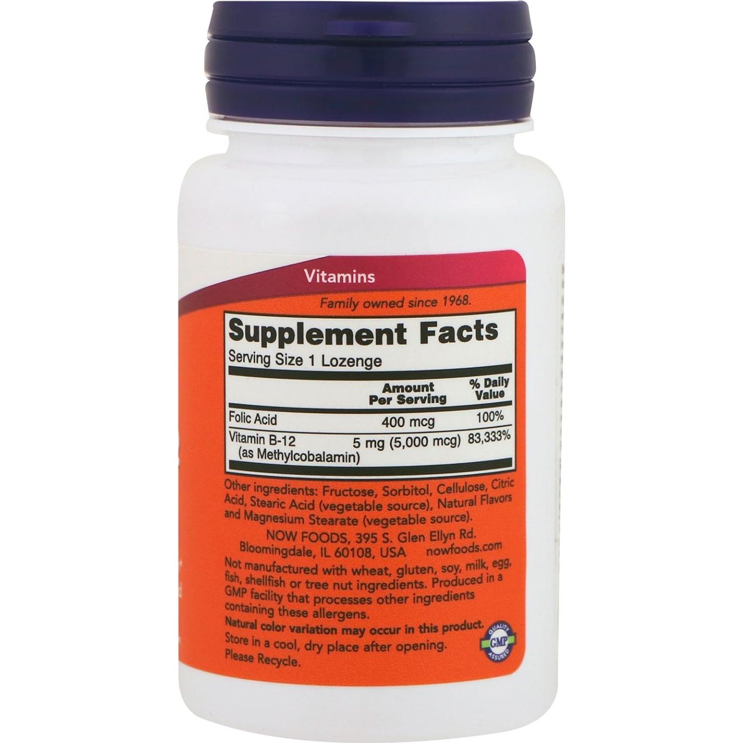 Suplemento de Vitamina B12 NOW Foods 5000 MCG 120 Pastillas