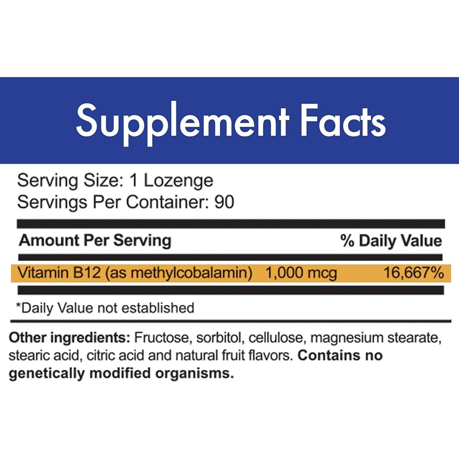 MAX-B12 Pastillas 1000 MCG - Vitamina B12 Metilcobalamina 90 Unidades