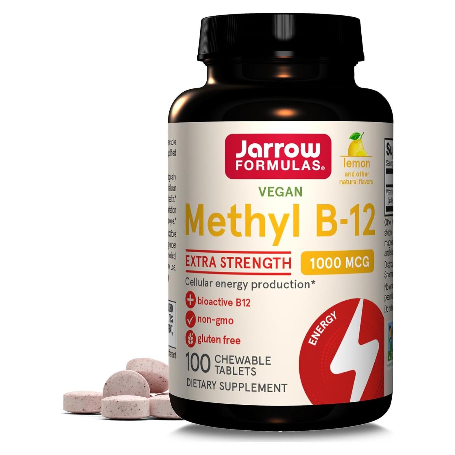 Suplemento Dietético Jarrow Formulas Methyl B-12 1000 mcg 100 Tabletas Masticables Sabor Limón