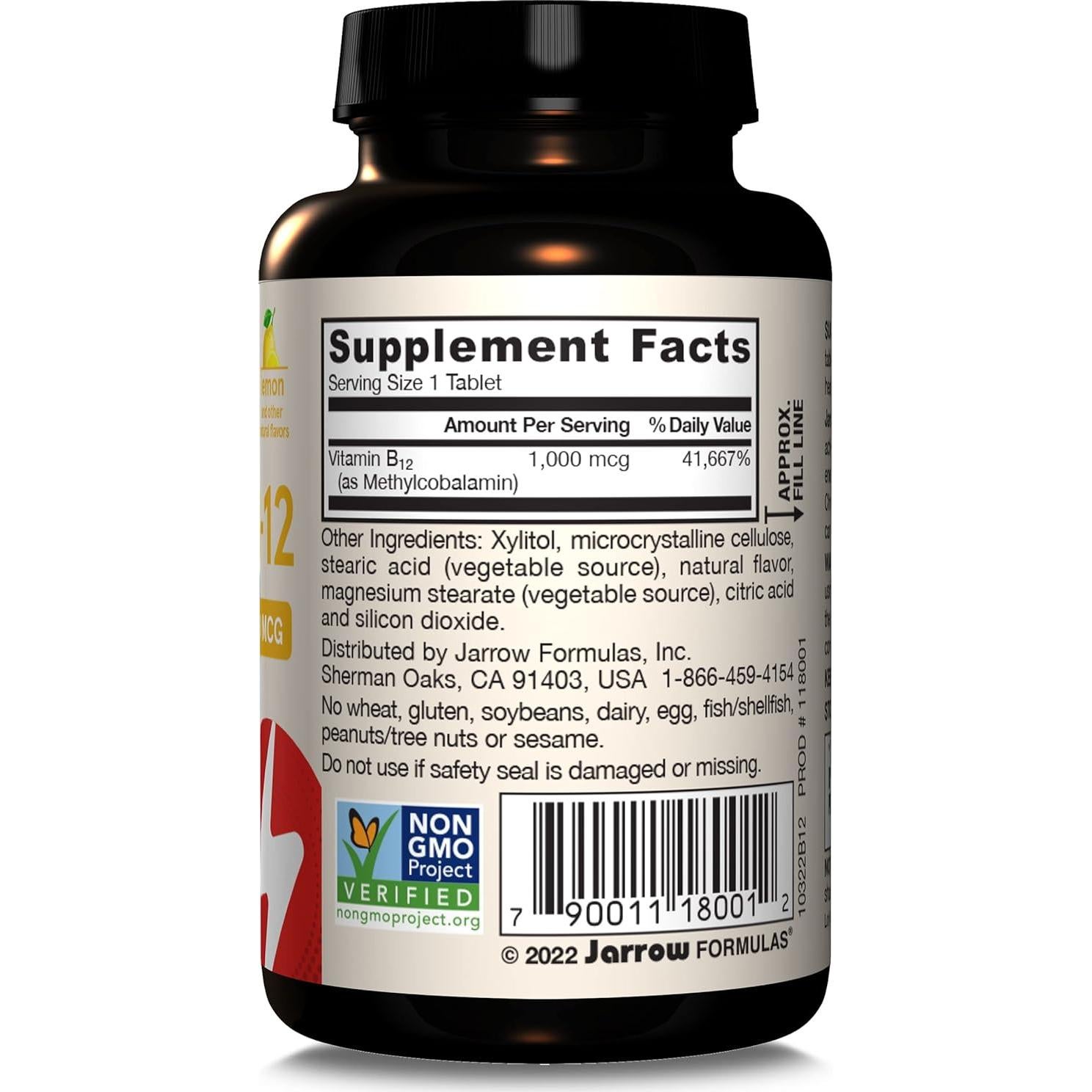 Suplemento Dietético Jarrow Formulas Methyl B-12 1000 mcg 100 Tabletas Masticables Sabor Limón