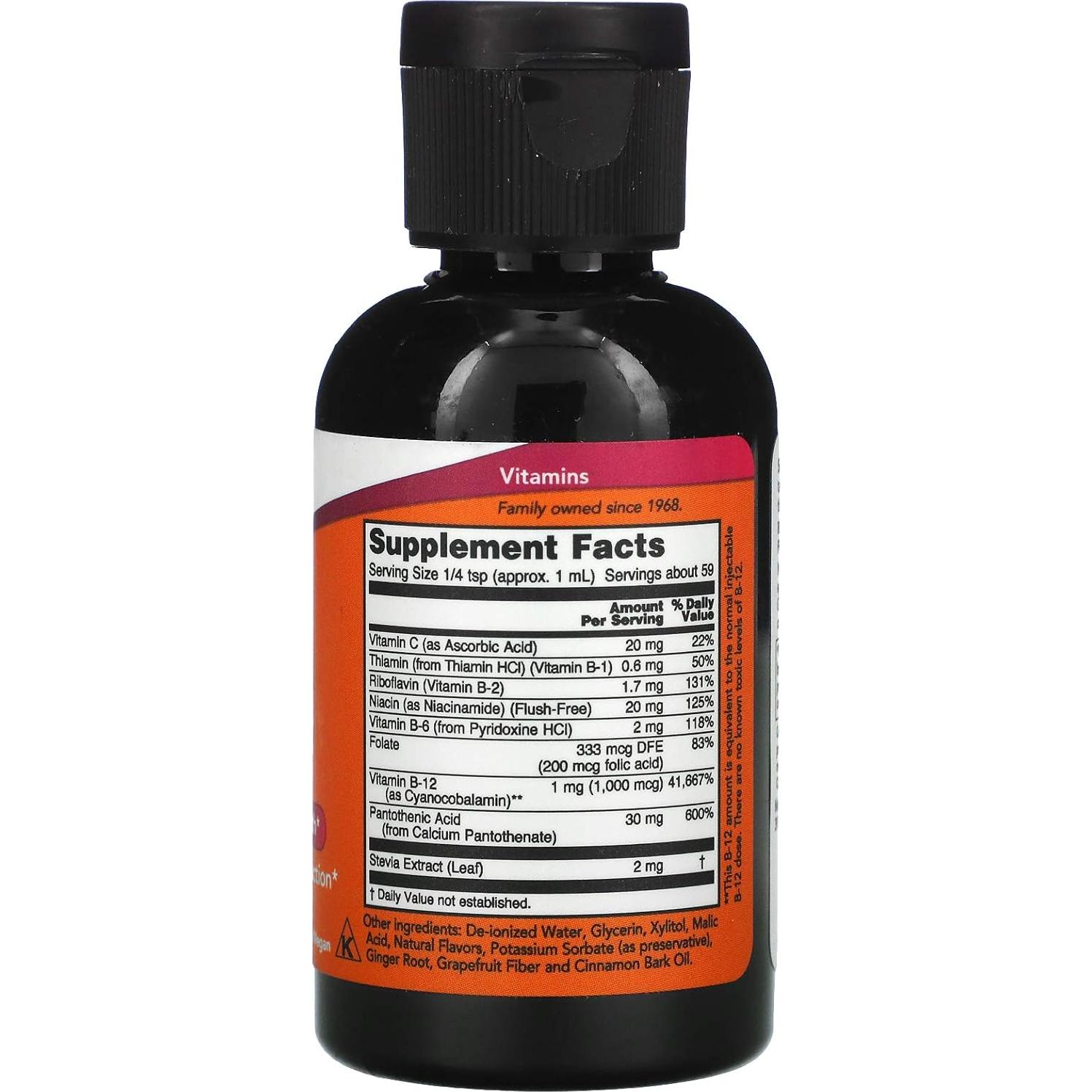 Suplemento Líquido B-12 NOW Foods 80g - Energía y Salud