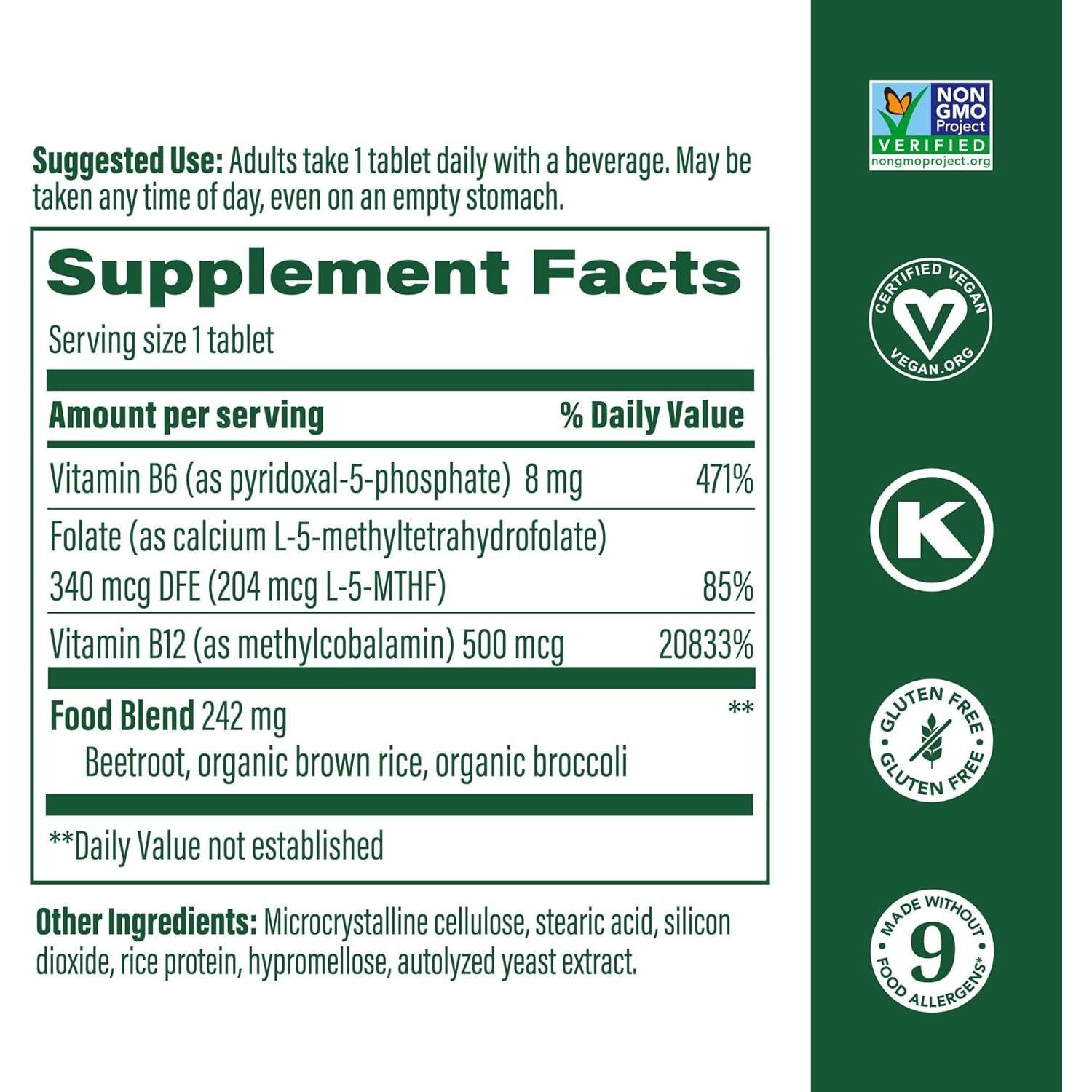 MegaFood Methyl B12 Vegano 90 Tabletas - Energía y Salud