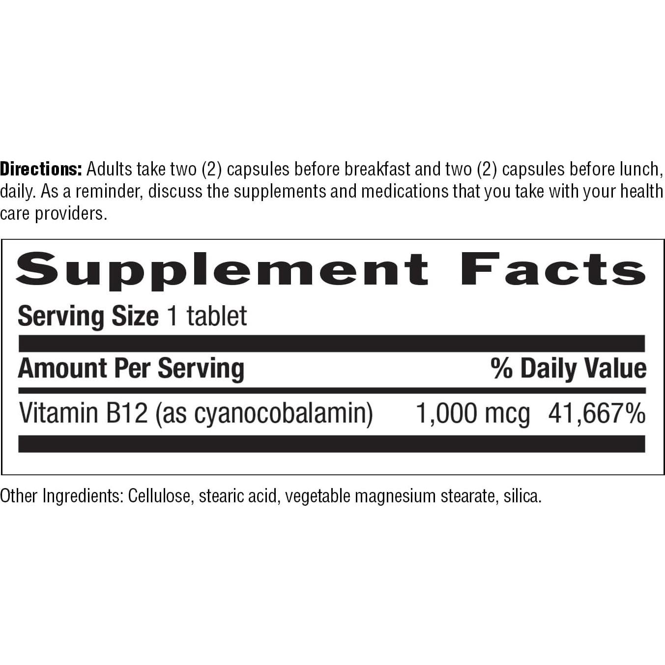 Suplemento Vitamina B12 Country Life 1000 mcg Vegano 60 Tabletas