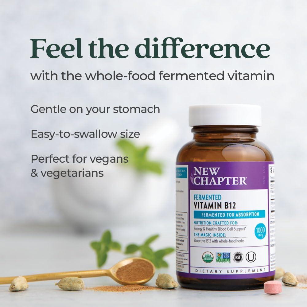 Vitamina B12 Fermentada Nueva Capítulo 1000 mcg Vegana 60 Tabletas