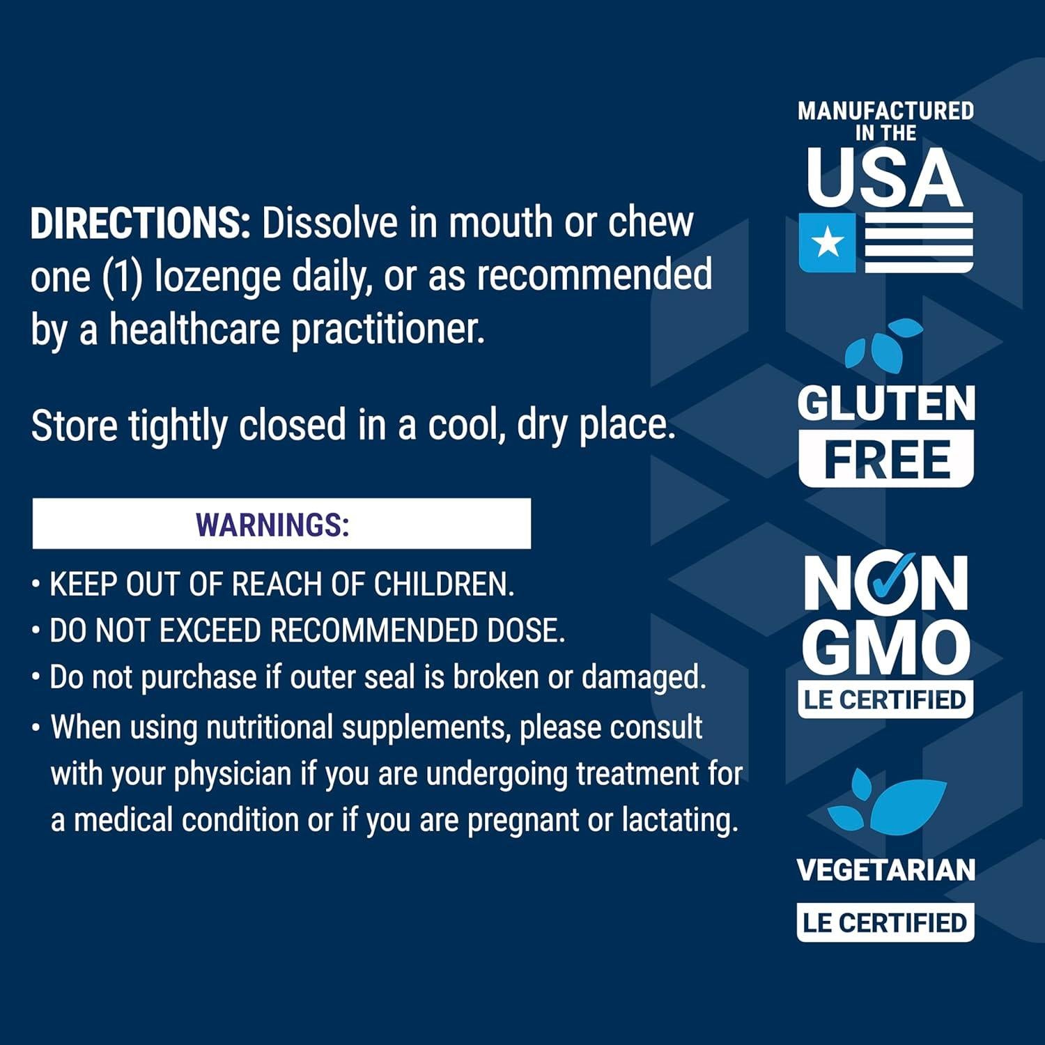 Suplemento de Vitamina B12 Methylcobalamin 500mcg Life Extension - 100 Pastillas Vegetarianas Sin Azúcar
