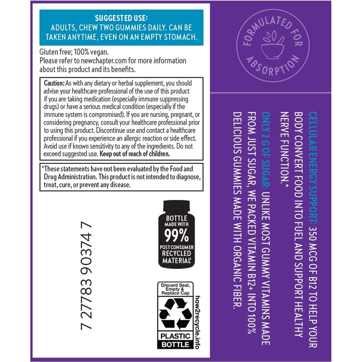 Gomas de Vitamina B12 Orgánica New Chapter 60ct - 47% Menos Azúcar