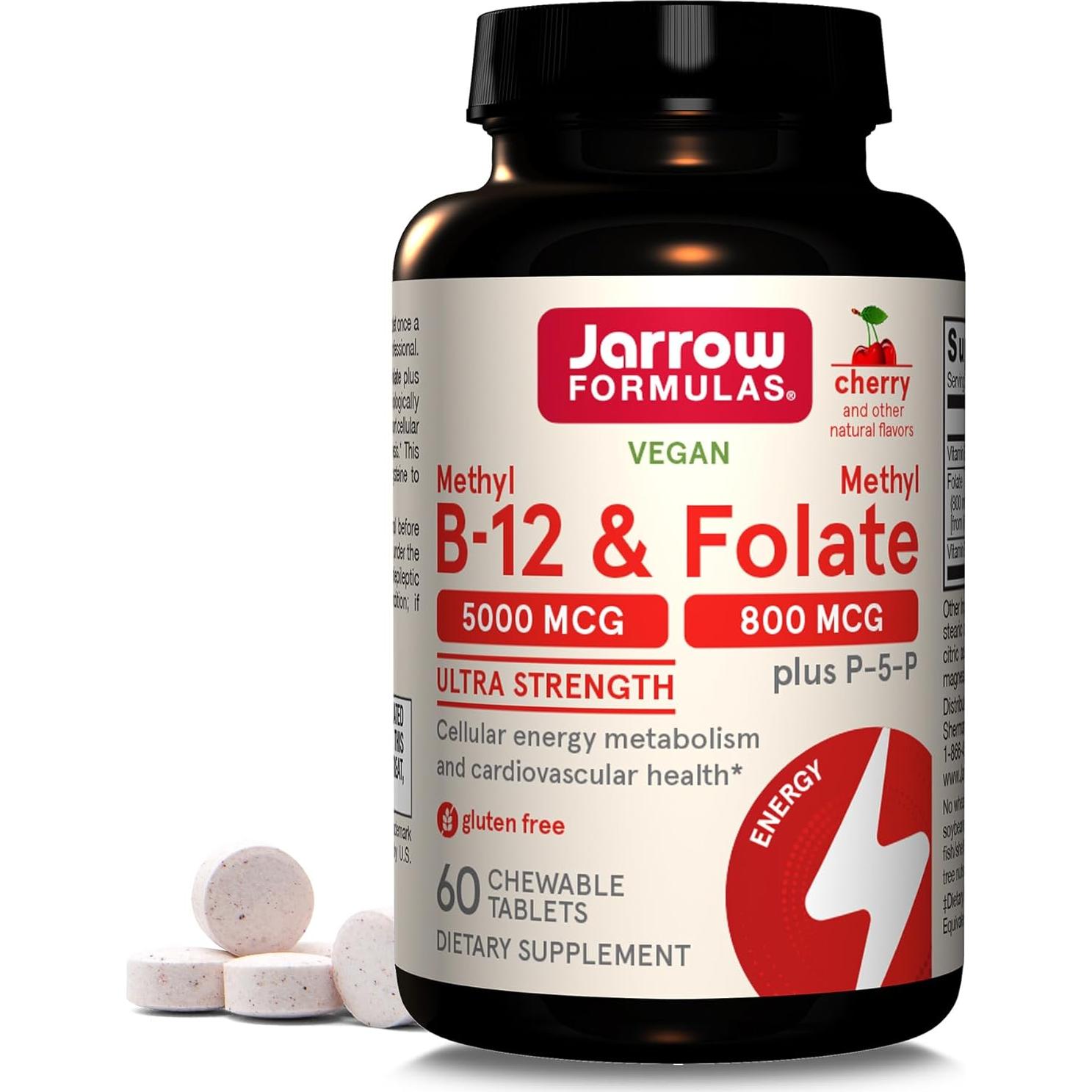 Suplemento Jarrow Formulas Methyl B-12 5000 mcg + Folato 800 mcg