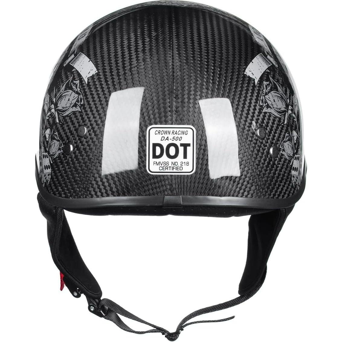 Casco de Motocicleta Crown Racing DA-500 Fibra Carbono Negro