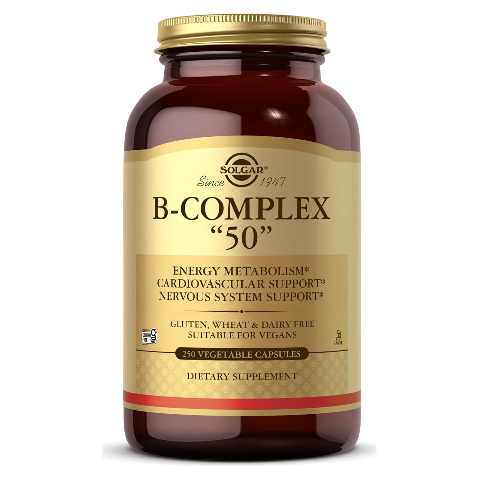 Solgar B-Complejo 50, 250 Cápsulas Vegetales - Energía y Salud