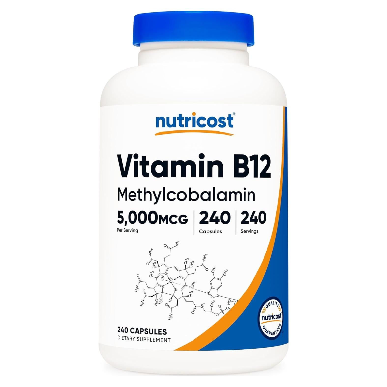 Nutricost Vitamina B12 Metilcobalamina 5000mcg 240 Cápsulas Vegetarianas