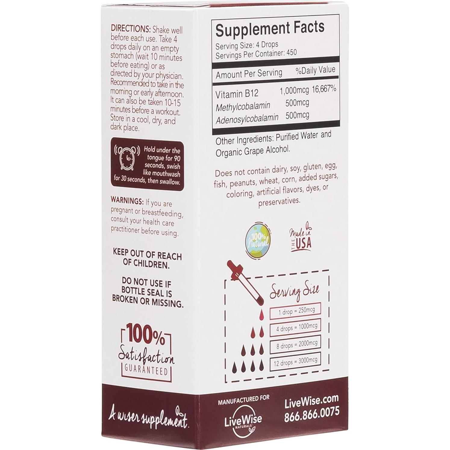 Gotas de Vitamina B12 Líquida Vegana Live Wise 59 ml