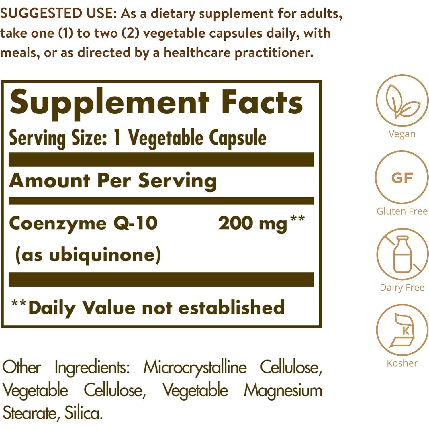 Suplemento CoQ-10 Vegetariano Solgar 200 mg - 60 Cápsulas