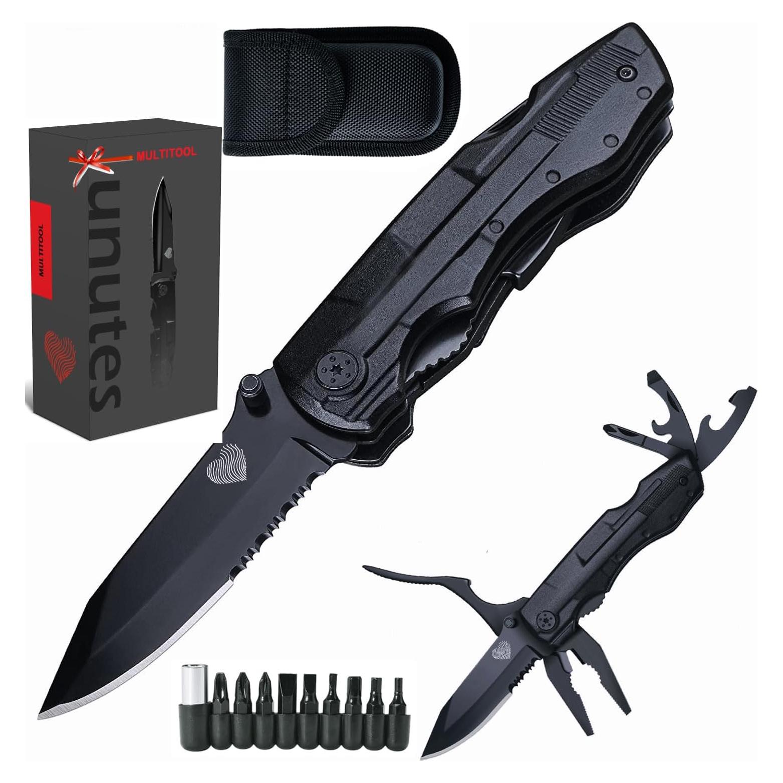 Cuchillo Multitool Unutes 14 en 1 con Funda para Camping
