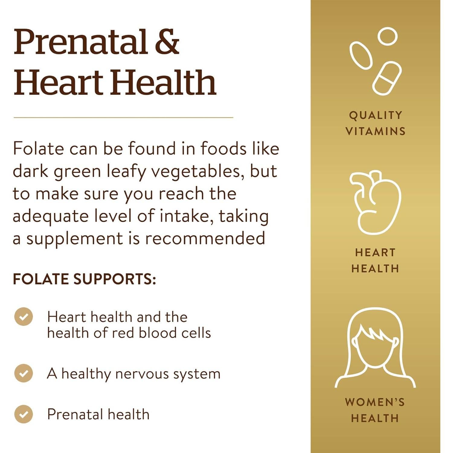 Solgar Folato 1333 mcg - 250 Tabletas Veganas Sin Gluten
