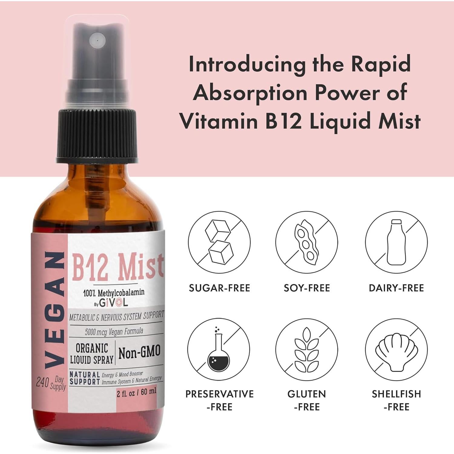 Suplemento Líquido Vegano GIVOL B12 Metilcobalamina 5000mcg