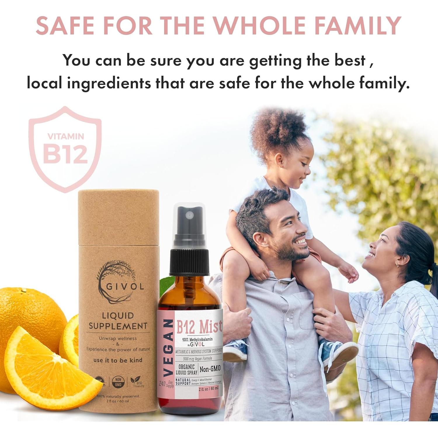 Suplemento Líquido Vegano GIVOL B12 Metilcobalamina 5000mcg